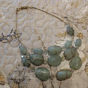 ❤️Joan Rivers aqua wire wrapped necklace